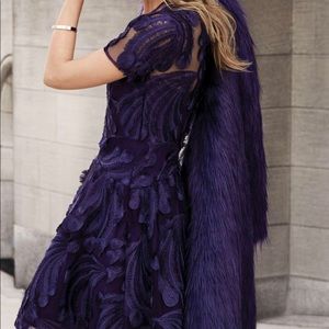 Michael Kors purple mini feather embroidered dress